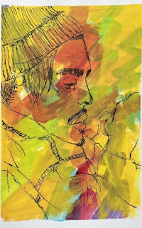 a drawing of a man wearing a hat